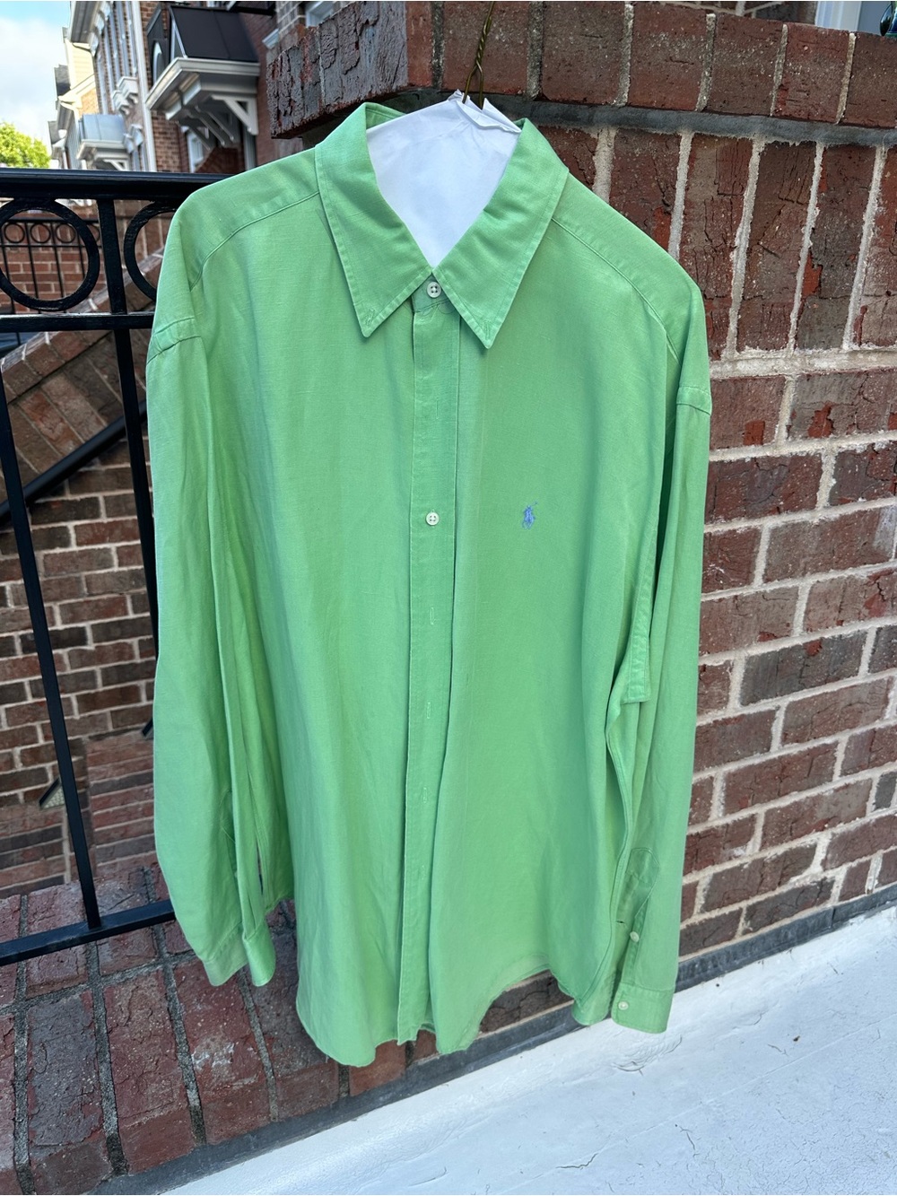 Ralph Lauren linen/cotton Green Button-Up Shirt with Polo Pony
